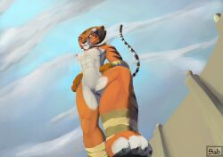 anthro breasts dreamworks felid female genitals hi_res kung_fu_panda mammal master_tigress nipples pantherine pussy sabrotiger small_breasts solo tiger