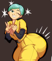 1girls ass big_ass bulma_briefs bulma_briefs_(dragon_ball_super_superhero) dragon_ball dragon_ball_super dragon_ball_super_super_hero huge_ass jumpsuit modaw smile