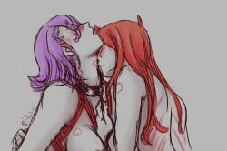 blush bondage croix_meridies female female_only kiss kiss_mark kissing kissing_neck little_witch_academia purple_hair r59k6 red_hair tagme teacher ursula_callistis violet_hair yuri