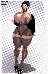 1girls angelina_manga big_ass big_breasts big_butt bimbo bimbo_body bimbofication female female_only high_heels hoop_earrings hyper_bimbo lasgaclaven lasgaworld milf mother original original_character platform_heels slutty_outfit solo thick_ass thick_thighs