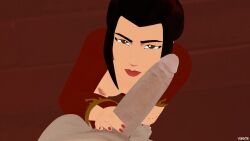 3d areolae avatar_the_last_airbender azula breasts clothing erect_nipples imminent_fellatio large_breasts looking_at_viewer nipples pov royalty vekkte