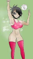 2d_(gorillaz) absurd_res armpits asian_female el_ricalde gorillaz green_background hi_res mtv musk_fetish noodle_(gorillaz) smelly smelly_armpits sweat sweat_fetish sweat_legs sweaty sweaty_armpits sweaty_body tagme thighhighs