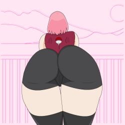 1girls animated ass ass_focus back_view big_ass bike_shorts boruto:_naruto_next_generations bounce bouncing_ass dat_ass faceless faceless_female facing_away female female_only from_behind lrslink naruto naruto_(series) pink_hair rear_view sakura_haruno shirt shorts solo stockings tight_bottomwear tight_clothing tight_shorts twerking