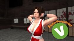 1girls 3d animated breast_flexing breasts female female_only flexing king_of_fighters looking_at_viewer mai_shiranui no_sound solo video