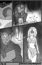 anthro campfire cave clothing comic dark_room dirtyt's feet female feral fur genitals hi_res human humanoid hunting male male/female mammal nipples page_10 penis weapon