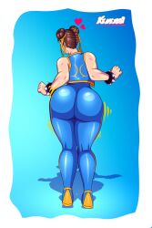 ass ass_focus big_ass brown_hair capcom chun-li chun-li_(fortnite) fortnite kenergi shiny_skin street_fighter street_fighter_alpha thick thick_ass thick_thighs thighhighs