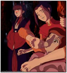 3girls animefemdom avatar_the_last_airbender azula blush blushing bystander clothing female female_only foot_fetish foot_focus foot_lick foot_play mai_(avatar) multiple_girls nickelodeon red_toenails tagme tears ty_lee yuri