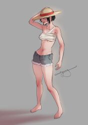 1girls big_breasts breasts cactigang female female_only full_body hat luffyko monkey_d_luffy one_piece rule_63 standing