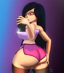 ass big_ass big_breasts big_butt bottom_heavy breasts brittney_wong brown_eyes bubble_ass bubble_butt crop_top dark_hair disney disney_xd eyelashes fat_ass fat_butt female female_only hot_pants huge_ass huge_butt large_ass large_breasts large_butt light-skinned_female light_skin lipstick long_hair looking_back n-kosi n-kosi_(coloring) purple_lipstick selfie shoulderless_shirt star_vs_the_forces_of_evil stockings thick_ass thick_thighs wide_hips