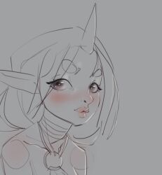 1girls blush blush cactigang cute female female female_only horn kemono league_of_legends looking_at_viewer monster_girl soraka