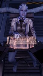 1girls 3d dildo dildo_sitting female female_only liara_t'soni mass_effect penetration potatofire777 solo tagme