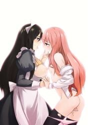 2girls age_difference between_legs black_hair blush breast_size_difference breasts clothes_pull clothing female female_only fingering hand_between_legs holding_hands huge_breasts jessica_(zero_no_tsukaima) kissing large_breasts long_hair louise_francoise_le_blanc_de_la_valliere maid masturbation multiple_girls nipple-to-nipple nipples older_female older_woman_and_younger_girl panties pantsu panty_pull pettanko pink_hair pink_panties saliva small_breasts stockings tears thighhighs tongue torn_clothes torn_legwear torn_thighhighs u_(the_unko) underwear underwear_pull vaginal_juices younger_female yuri zero_no_tsukaima