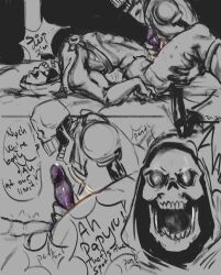 2boys anal_sex crossover dick erection gay humanoid looking_at_another male male/male male_only male_penetrating male_penetrating_male masters_of_the_universe muscular nude on_bed papyrus penetration sex skeleton skeletor submissive_male tomis-jb