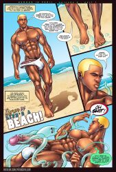 1boy 1other abs african african_male balls_outline beach being_undressed big_cock big_penis blob blonde_hair boner byron_durand class_comics comic cossak dark-skinned_male dark_skin dialogue ear_piercing earrings erect_penis erection eyebrow_piercing foreskin foreskin_folds fully_retracted_foreskin gay hard_on huge_cock huge_penis human intact male male_nipples male_only male_pubic_hair male_thong melanin molestation monster moving_foreskin muscles muscular muscular_male naked_justice_(superhero) nipple_play nipple_tweak outdoors partially_retracted_foreskin patrick_fillion pecs penis penis_out pierced_ears restrained_by_tentacles space_cadet superhero swimsuit_pull tentacle tentacle_on_male tentacle_rubbing_nipple tentacle_sex uncut undressing veiny_muscles veiny_penis