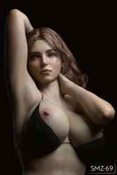 1girls 3d areolae arm_up armpits athletic_female big_breasts blush bra breasts elden_ring exposed_breasts female female_focus female_only human large_breasts long_hair melina_(elden_ring) nipples nude one_eye_closed pose smz-69 solo