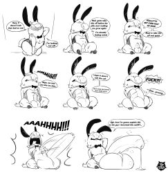 absurd_res anthro big_penis bunny_costume clothing costume genitals hi_res hyaenid hyper jeffrey_taggart male mammal meme meme_clothing penis solo thewilldpink