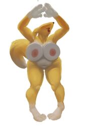 against_glass anthro big_breasts breasts breasts_on_glass digimon digimon_(species) female fur goldmikun humanoid nipples nude open_mouth renamon simple_background solo tongue_on_glass video_games white_body white_fur yellow_body yellow_fur