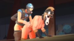 1boy 1girls 3d anal anal_sex animated areola doggy_style duo duo_focus faceless_male fempyro hi_res highres large_ass large_breasts large_penis light-skinned_female light_skin marksdv masked_female masked_male nipples pounding pyro pyro_(team_fortress_2) scout scout_(team_fortress_2) sex sound sound_effects straight tagme team_fortress_2 thick_thighs valve video wide_hips