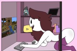 ari_(jaidenanimations) brown_hair glory_wall jaiden jaiden_animations jaidenanimations keyboard minecraft mob_face muffintop nude secret_gloryhole socks socks_only tagme the_aether_portal_trick through_wall youtube youtube_gold_award youtuber