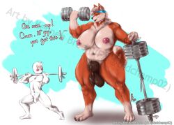 1boy 1futa animal_genitalia anthro areola bench big_areola big_penis bottom_lip breasts canid canid_humanoid canine casual_exposure casual_nudity completely_nude cute dangling_testicles encouragement exercise feet fully_sheathed furry futa_giantess futa_is_bigger futanari genitals giant_futanari giantess heart highres hips huge_breasts huge_cock human huskey inverted_nipples kennehbreen large_breasts larger_futanari lifting_weights macro macro_futa male mammal micro_male micro_on_macro mini_futa_giantess mini_giantess muscle_size_difference musclegut muscular muscular_arms muscular_futanari muscular_thighs nipples nude nude_futanari penis penis_tip perky_breasts pink_eyes puffy_areola sheath size_difference small_nipples smaller_male standing sweat testicles thick_thighs thighs tkdchamp02 toes weightlifting weights wholesome