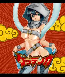 1girls big_breasts black_hair cleavage curvy curvy_milf dragon_kenshin_(gettenka) female_focus female_only female_warrior gettenka_wars green_eyes human kenshin_uesugi_(gettenka) large_breasts thick_thighs