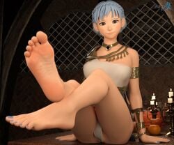 1girls 3d alternate_costume barefoot blender blue_hair blue_nails dancer dancer_(three_houses) feet finura_arts fire_emblem fire_emblem:_three_houses foot_fetish leg_up legs_crossed marianne_von_edmund nail_polish nintendo sitting_on_table smile soles toes