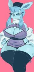 anthro anthrofied big_breasts breasts clothed clothing eeveelution female fur furry furry_only glaceon nintendo pokémon_(species) pokemon pokemon_(species) puppychan tagme thick_thighs wide_hips