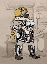 armor female_anthro gnoll growth muscular_female tagme volkenfox