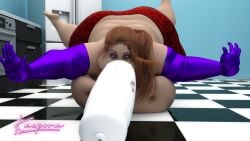 1girls 3d belly_inflation body_inflation bulge disney eyeshadow gloves indoors inflation jessica_rabbit kaepora_(artist) kitchen nipples solo suck_o_lux suckolux vacuum_cleaner who_framed_roger_rabbit