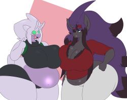 2girls big_breasts dewwydartz female goodra multiple_girls nea(dewwydartz) nintendo olivia_(dewwydartz) pokémon_(species) pokemon pokemon_(species) tagme thick_thighs wide_hips zoroark