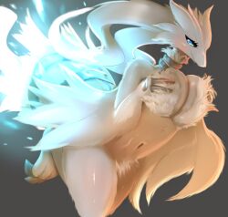 1girls 2021 anthro blue_eyes breasts breasts_grab female female_only grabbing_own_breast hi_res hopping4 legendary_pokémon looking_at_viewer nintendo pokémon_(species) pokemon pokemon_bw reshiram smiling smiling_at_viewer solo solo_female white_fur