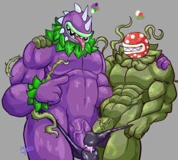 2boys abs anthro anthrofied bara chomper_(pvz) crossover electronic_arts gay lustfoolnoodle male male/male male_only mario_(series) muscular muscular_anthro muscular_male nintendo nude piranha_plant plant plant_boy plantie plants_vs_zombies speedo underwear underwear_only veiny_penis video_games yaoi