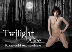 1girls alice_cullen black_hair breasts english_text female female_only full_moon kneeling looking_at_viewer nude realistic short_hair solo text the_twilight_saga