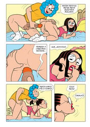 1boy 1girls anus ass blue_hair comic curly_(tdm) curly_hair doggy_style hair_pull long_hair monica's_gang pajamas pleasure_face portuguese_text rolo_(tdm) saliva teenager tina_(tdm) turma_da_monica two_tone_hair vaginal_penetration