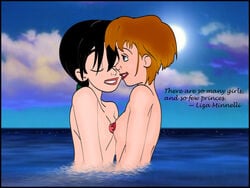 black_hair breast_press closed_eyes col_kink crossover disney green_eyes jane_darling melody_(disney) nipples nude peter_pan_(disney) peter_pan_ii:_return_to_never_land short_hair straight_hair swimming the_little_mermaid the_little_mermaid_ii:_return_to_the_sea young yuri