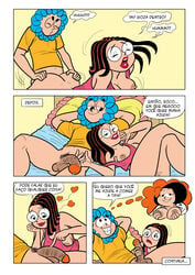 1boy 2girls after_sex bed blue_hair breasts breasts_out comic cum_inside curly_(tdm) curly_hair doggy_style glasses long_hair monica's_gang nipples orgasm pajamas penis pipa_(tdm) pleasure_face portuguese_text pussy_juice rolo_(tdm) sex small_breasts thought_bubble tina_(tdm) turma_da_monica two_tone_hair vaginal_penetration