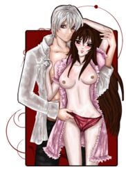 angel_jasiel barechested brown_hair tagme underwear vampire vampire_knight white_hair yuki_cross zero_kiryu