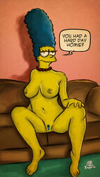 berserk-xxx breasts color female female_only front_view human indoors marge_simpson nipples nude sitting solo tagme the_simpsons