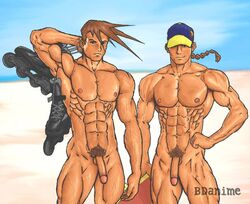 2boys abs arm_over_head armpits bara baseball_cap bdanime biceps bodybuilder braided_ponytail brown_hair capcom circumcised desert flaccid flexing gay hand_behind_head human in-line_skates male male_only multiple_males multiple_penises muscle muscles muscular_male nude pecs penis pubic_hair sand serratus_anterior skateboard spiky_hair street_fighter street_fighter_iii street_fighter_iii:_3rd_strike street_fighter_iii_(series) street_fighter_iv street_fighter_iv_(series) testicles yang_(street_fighter) yaoi yun_(street_fighter)