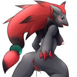 anus breasts censored female flucra fur nintendo pokemon pokemon_(species) pussy pussy_juice solo video_games wet_pussy zoroark