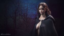 16:9_aspect_ratio 3d casual clothing elden_ring female high_resolution human melina_(elden_ring) night night_sky open_clothes open_robe outerwear pale_skin quinadren sky very_high_resolution