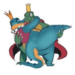 bottomless crossover donkey_kong_(series) justdavefnd k_rool kissing lipstick reptile sfw sorceress_(spyro) spyro_the_dragon thick_ass thick_thighs