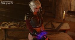 3d bondage bound_wrists captured ciri clothed female_only magic magic_rope solo the_witcher_(series) the_witcher_3:_wild_hunt witch_hunter