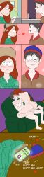 1boy 1girls ass ass_grab black_hair cheating clothes_on_floor comic couch_sex crossover dannygga dark_hair female gravity_falls male phone red_hair redhead south_park stan_marsh straddling straight_hair tongue_in_mouth tongue_kiss wendy_corduroy wendy_testaburger