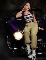 3d 3dx alleyway big_penis bulge car clothed_futanari futa_only futanari gbananaya latina makeup night penis_under_clothes pinup regina_(gbananaya)