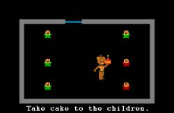 1girls 6boys 8-bit atari atari_2600 bear_girl birthday_candle cake death_minigame_(fnaf) female five_nights_at_freddy's five_nights_in_anime freddy_(fnaf) freddy_fazbear lit_candle male minigame multiple_boys party pixel pixel_art serving_food source_request topless_female