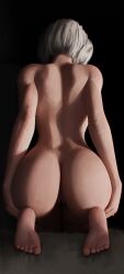 ass ass_grab facing_away female female_only large_ass malphier nier:_automata nier_(series) nude nude_female vagina white_hair wide_hips yorha_2b