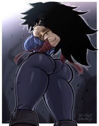 1girls ass ass_focus big_ass big_breasts black_eyes black_hair bubble_butt huge_ass long_hair looking_at_viewer looking_back looking_down lordguyis muscular muscular_female pantylines ramia-yana ramia_(ramia-yana) scars thick_thighs thighs tight_clothing