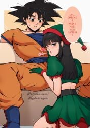 1boy 1girls abdomen abdominals abs assertive assertive_female black_eyes black_hair blush boyish_boy chichi costume dilf dominant dominant_female dragon_ball dragon_ball_(series) dragon_ball_super dragon_ball_z elf elf_costume father female femdom fit fit_male goku hairy hairy_male handsome handsome_man husband lipstick male male_focus male_nipples malesub manly married_couple masculine masculine_male masturbation muscle muscles muscular muscular_arms muscular_body muscular_legs muscular_male muscular_thighs nipples pecs six_pack son_goku submissive submissive_male teasing teasing_penis toned toned_arms toned_back toned_belly toned_body toned_legs toned_male toned_stomach toned_thighs