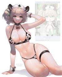 1female 1girls baku big_boobies big_breasts bikini bikini_bottom bikini_top bow bow_ribbon bra cleavage collar cow_print cowbell cowkini cream_hair female female_only green_eyes hair_tie hair_tied hair_tied_back hair_tied_up hairtie hips huge_breasts indie_virtual_youtuber large_thighs looking_at_viewer nimi_nightmare nurse_cap revealing_clothes rukunikun skimpy_clothes smile smiling smiling_at_viewer sole_female solo_female solo_focus tagme tapir thick_thighs thigh_strap thighs twitter virtual_youtuber vtuber